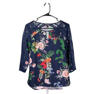 Express Women's Blouse Multicolor Floral Animal Print Lace Stretch Shirt Top XS